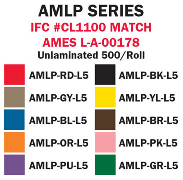 Color-coding labels. IFC #CL1100 Match and AMES L-A-00178 Match.