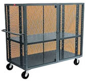 48"L x 24"W, 4-Sided Enclosed Security Cage Cart with Shelf.