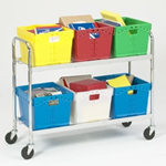 Mobile Tote Cart and Postal Plastic Totes.
