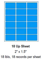 18 Up Sheet, 2" x 1.5".