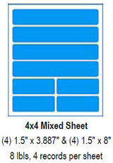 4x4 mixed sheet, 4) 1.5" x 3.887" & (4) 1.5" x 8".