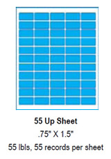 55 Up Sheet: .75" x 1.5".
