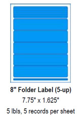 8" Folder Labels (5-up), 7.75" x 1.625".