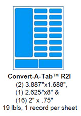 REDI-2-IMAGE Labels: Convert-A-Tab™ R2I, (2) 3.887"x1.688", (1) 2.625"x8" & (16) 2"x.75".