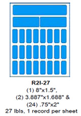 REDI-2-IMAGE Labels: R2I – 27, (1) 8.0"x1.5", (2) 3.887"x1.688" & (24) .75"x2".