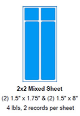 2x2 Mixed Sheet, (2) 1.5" x 1.75" & (2) 1.5" x 8".