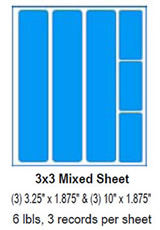 3x3 mixed sheet, (3) 3.25" x 1.875" & (3) 10" x 1.875".