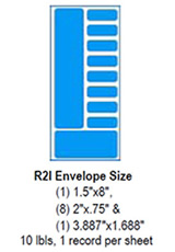 REDI-2-IMAGE Labels: R2I Envelope Size, (1) 1.5"x8", (8) 2.0"x.75" & (1) 3.887"x1.688".