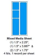 Mixed Media Sheet, (1) 1.5"x 8", (1) 1.5"x3.887" & (2) 1.5"x1.75".