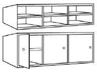 Compartment with shelves.