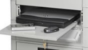 Optional access shelves provide a pull out shelf for easy access to your laptop.