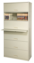 Stak-N-Lok™’s 200 series shelving features a Posting Shelf above the third tier.