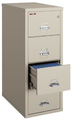 Fireproof vertical filing cabinets.