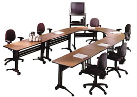 Crescent and Rectangular Training Tables offer contemporary style and are easy to reconfigure for today’s diverse training needs 