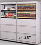 5-High 15" Receding Door Fixed Shelves Elite Cabinets.