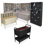 Modular mailroom mailmaster systems, mail sort stations, sort modules, mailroom cabinets and tables, literature sorting rack and more.