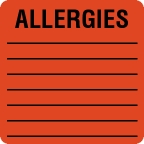 #40560 - ALLERGIES, Red/Black, 2" X 2", 500/Roll.