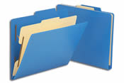 Blue Poly Classification Folders, One Divider, Letter Size.