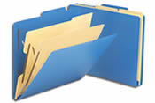 Blue Poly Classification Folders, Two Dividers, Letter Size.