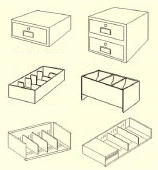 Accessories for banking cabinet and drawer.