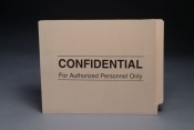 Manila folder with Confidential printed on front of file folders.