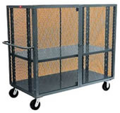 48"L x 30"W, 4-Sided Enclosed Security Cage Cart with Shelf.