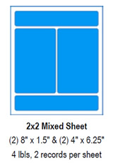 2x2 Mixed Sheet, (2) 8" x 1.5" & (2) 4" x 6.25".