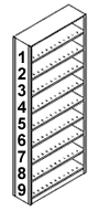 4-Post™ 97-1/4" High, 22 Gauge, 10-Shelves, 9-Openings Shelving.