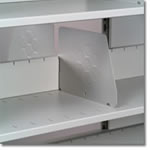 Slotted shelves are punched with 2" spacing allowing for adjustable dividers to be placed according to your storage needs. .