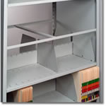 Shelf supports are adjustable on 1-1/2" centers on the upright.