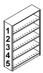 4-Post™ Shelving 64-1/4" High, 22 Gauge, 6 Shelves, 5 Openings.