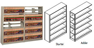 4-Post™ 76-1/4" High, 6-Shelves, 5-Openings Shelving.