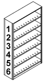 64-1/4" High, 22 Gauge, 7 Shelves, 6 Openings.