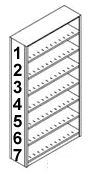 4-Post™ Shelving 76-1/4" High, 22 Gauge, 8 Shelves, 7 Openings.