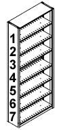 4-Post™ 88-1/4" High, 8-Shelves, 7-Openings, Slotted Shelves Library Shelving.