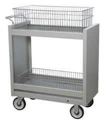 Single Basket Mobile Mail Cart.