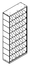 Fixed dividers shelving unit.