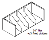 30" wide tier with 3 fixed dividers.