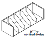 36" wide tier with 4 fixed dividers.