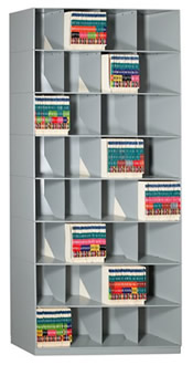 Vu-Stak® Straight Tiers allow individual shelves to be stacked up to eight levels, creating custom solutions to unique storage needs.