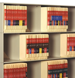 Vu-Stak® Slant Tiers’ unique modular design with a 55º angled shelf.