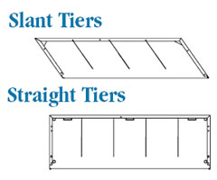 Two Vu-Stak Design Available - Slant Tiers or Staright Tiers.