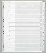 A4 Numeric Index Tabs 1-12 Tab Set.