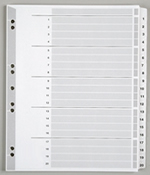 A4 Numeric Index Tabs 1-20 Tab Set.