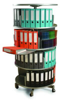 32" Diameter Binders & Multimedia Carousel. Each tier rotates independently.