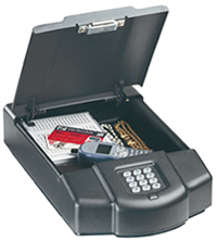 Safe equipped with an electronic lock.