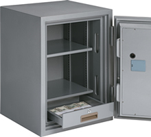 Fire Safes with 1-shelf and 1-drawer.