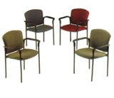 Stackable multi-purpose chair has contemporary style arms and frame, comfortable cushions provide thick padding, great for use in meeting rooms, conference areas, cafeterias and reception areas.