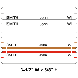 Striped name labels.