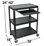 Adjustable Height Mobile Cart with Keyboard Shelf.